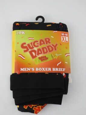 New Sugar Daddy Men's Boxer Brief Size XL 40 42 Black Fun Gift